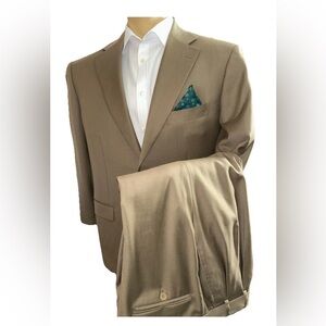 PAL ZILERI Lanificio Suit Mens 44 R Pants 36 X 27 Kakhi 100% Wool Made In Italy